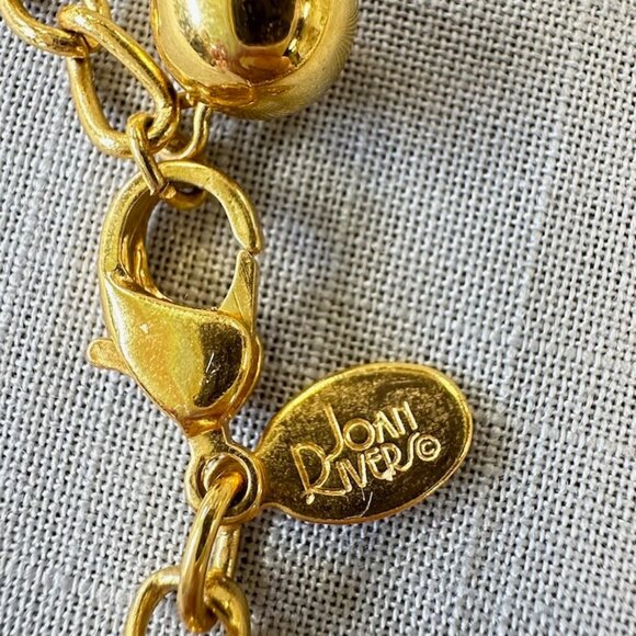 Vintage Joan Rivers 18K Gold Plated Black Heart Pendant Necklace - Picture 10 of 13